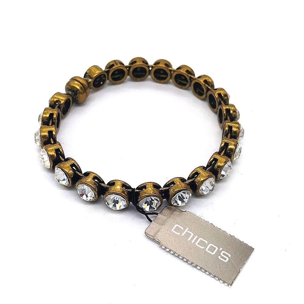 $40 Chicos Rasa Bangle Bracelet made with Swarovski Crystals NWT - Picture 1 of 5